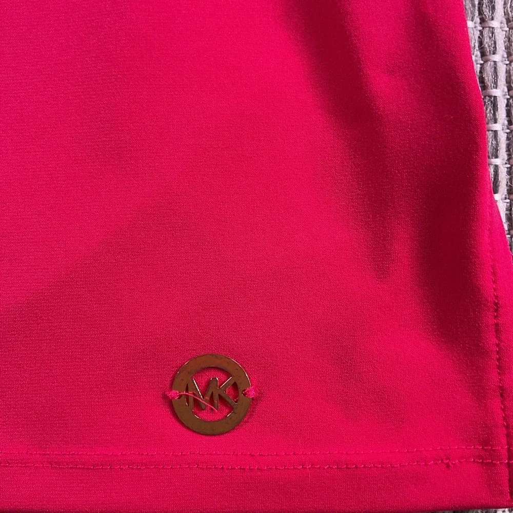 Michael Kors Womens Hot Pink Short Sleeve Ladder Cutout Shoulder Top Large MK